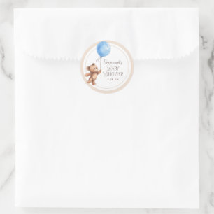 Sticker Rond Élégant Baby shower d'ours Neutre Personnalisé