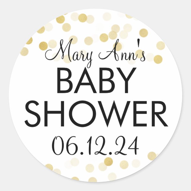 Sticker Rond Élégant Baby shower Faux Gold Foil Parties scintil (Devant)