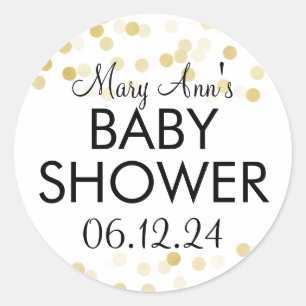 Sticker Rond Élégant Baby shower Faux Gold Foil Parties scintil