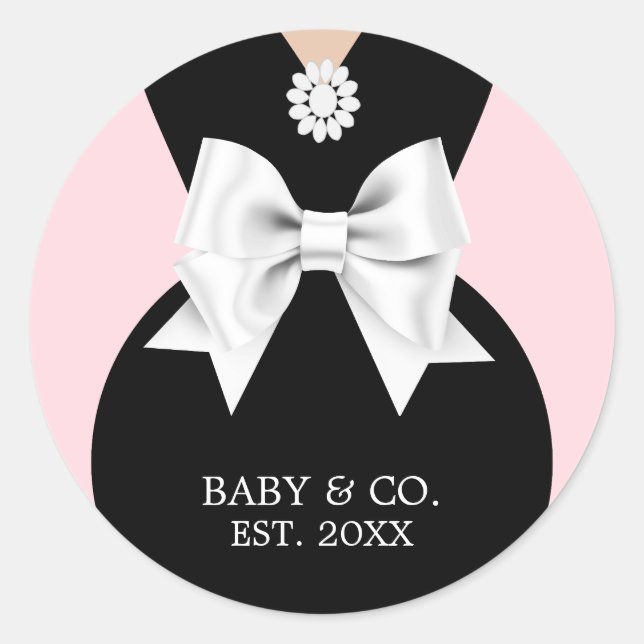 Sticker Rond Élégant Baby shower Glam Pink Baby & Co Tiffany (Devant)