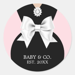 Sticker Rond Élégant Baby shower Glam Pink Baby & Co Tiffany