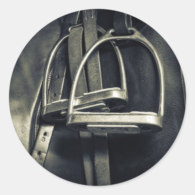 Sticker Rond Élégant bâton d'argent sur selle d'équitation angl (Devant)