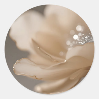 Sticker Rond Elegant Beige Flower Close Up
