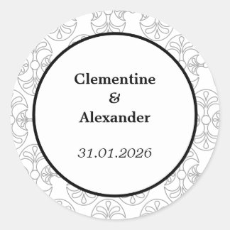 Sticker Rond Elegant Black and White Art Deco Style