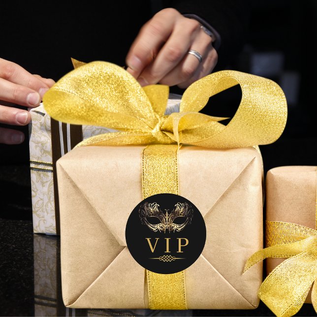 Sticker Rond Elégant Black Masquerade VIP personne très importa (Créateur téléchargé)