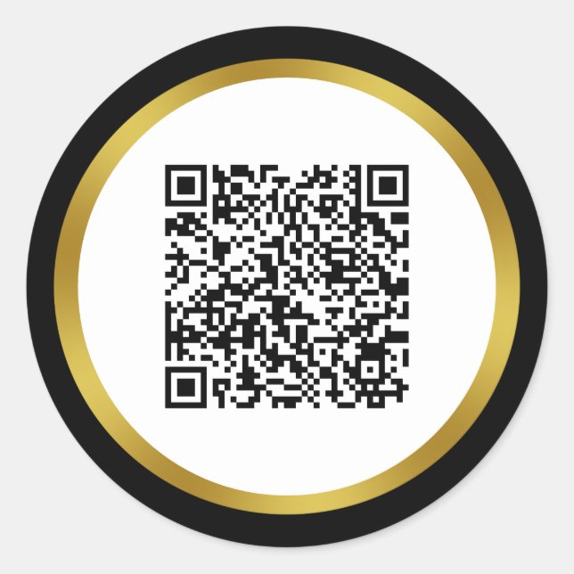 Sticker Rond Elégant Black White Gold Scan QR Code (Devant)