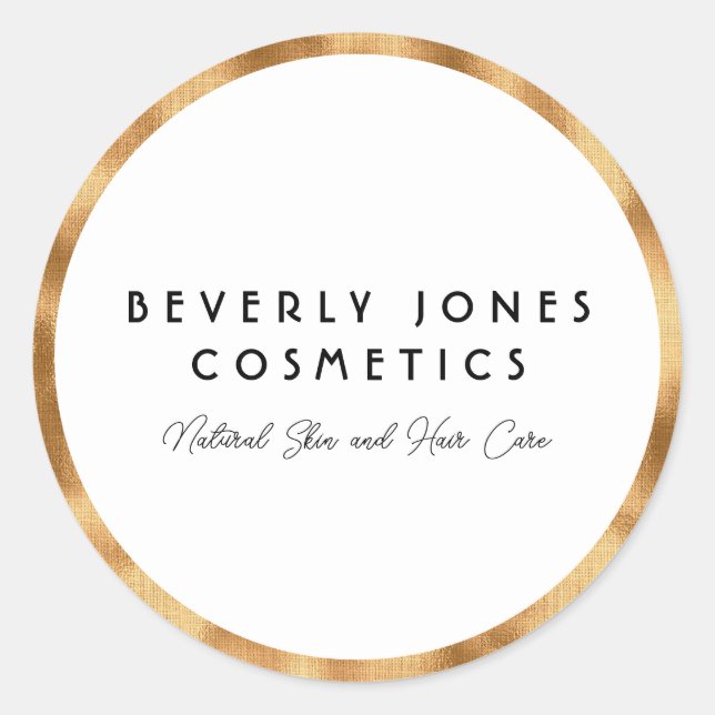 Sticker Rond Elégant blanc avec Faux Gold Foil (Devant)