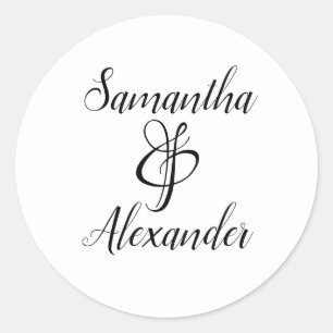 Sticker Rond Elégant blanc Couples Noir Mariage Enveloppe Sceau