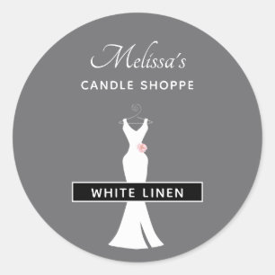 Sticker Rond Elégant blanc sur gris - élégant parfum de bougie