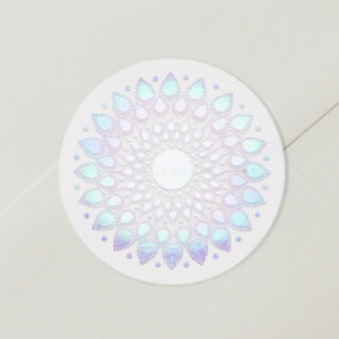 Sticker Rond Elégant bleu floral Lotus Mandala