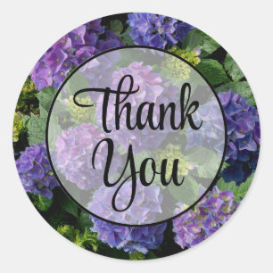 Sticker Rond Elégant bleu violet magenta vert hydrangée florale