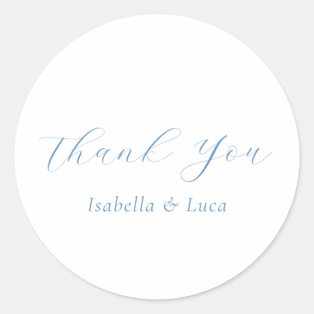 Sticker Rond Elegant Blue and White Coastal Chic Wedding (Devant)