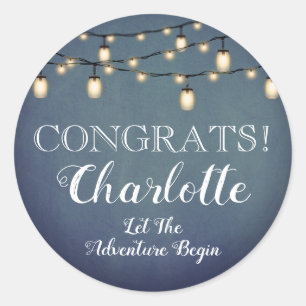 Sticker Rond Elégant Blue Surprise Retirement Party