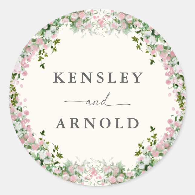 Sticker Rond Elegant Blush Garden Wedding (Devant)