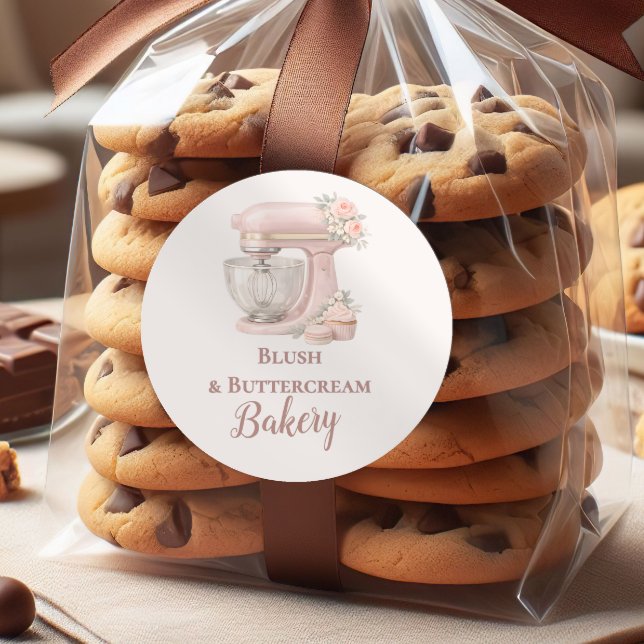 Sticker Rond Elegant Blush Patisserie Bakery Business (Créateur téléchargé)