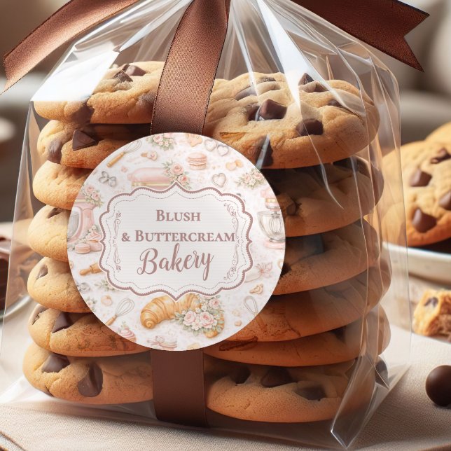 Sticker Rond Elegant Blush Patisserie Bakery Business (Créateur téléchargé)