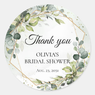 Sticker Rond Elégant boho aquarelle vert eucalyptus mariage