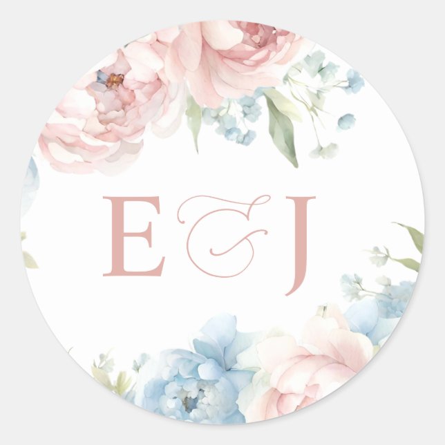 Sticker Rond Elégant Boho été printemps Blush Floral Mariage (Devant)
