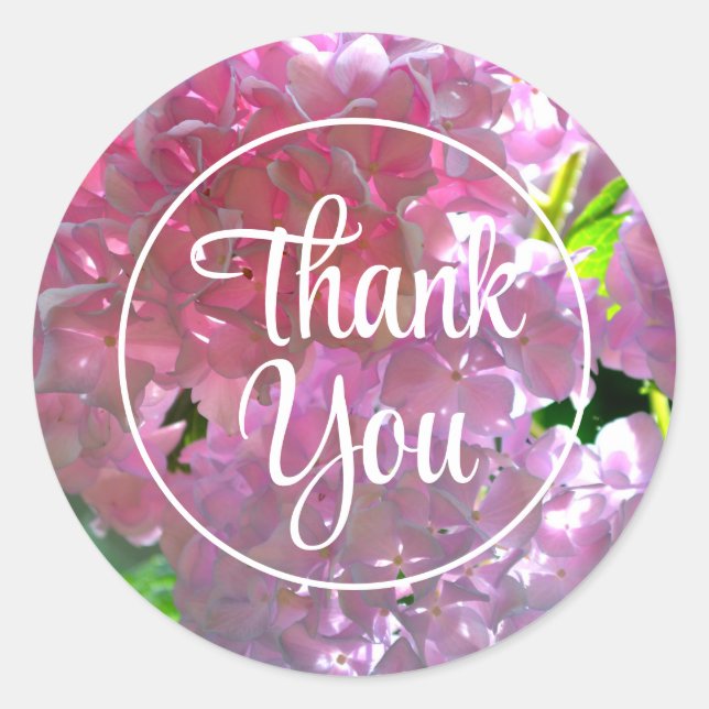 Sticker Rond Élégant boho rose florales fleurs hydrangées (Devant)