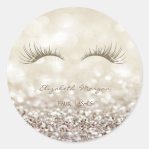 Sticker Rond Elégant Bokeh, Faux Lashes Glittery