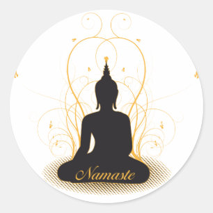 Sticker Rond Élégant Bouddha Namaste