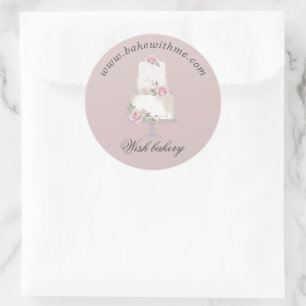 Sticker Rond Élégant Boulangerie à gâteau à trois niveaux Stick