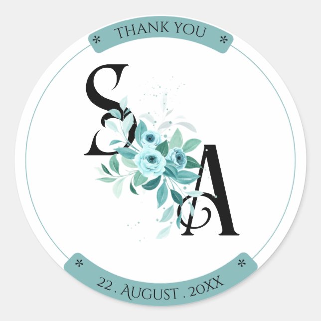 Sticker Rond Elégant bouquet Aquarelle Floral mariage autocolla (Devant)