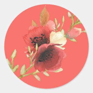 Sticker Rond Elégant Bouquet de rose aquarelle