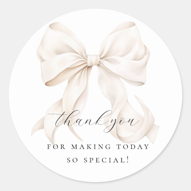 Sticker Rond Elegant Bow Fête des mariées cadeau (Devant)
