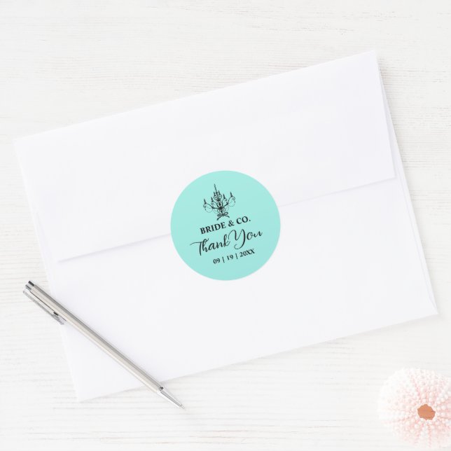 Sticker Rond Elegant Bride & Co. Bridal Shower Teal (Enveloppe)