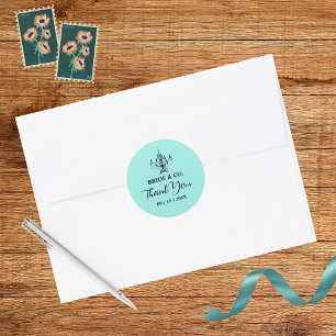 Sticker Rond Elegant Bride & Co. Réception de mariage sarcelle