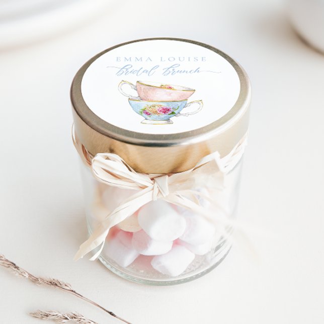 Sticker Rond Élégant brunch nuptial thé-fleurs (Créateur téléchargé)