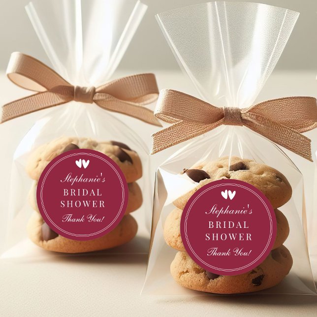 Sticker Rond Élégant Burgundy Rouge Fête de Saint-Valentin Ente (Créateur téléchargé)