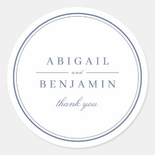 Sticker Rond Élégant cadeau de mariage minimaliste bleu poussié
