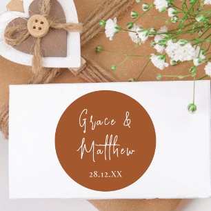 Sticker Rond Élégant cadeau de mariage personnalisé en terre cu