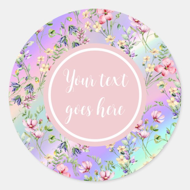 Sticker Rond Elégant cadre rose floral : Pour chaque occasion (Devant)