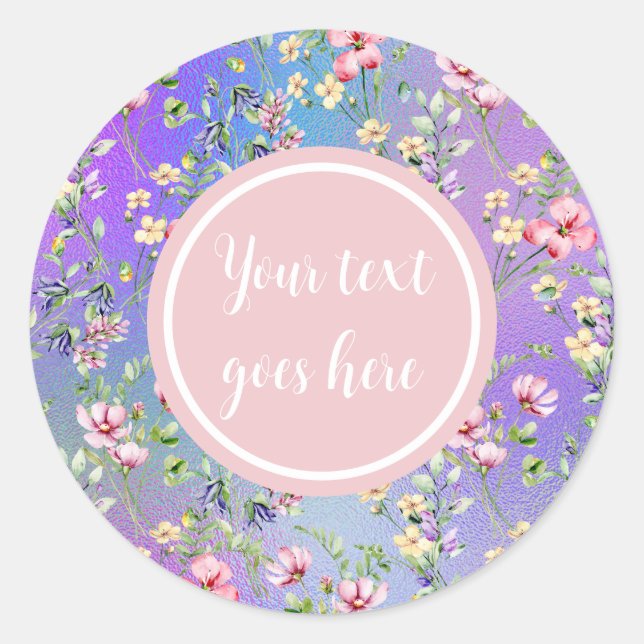 Sticker Rond Elégant cadre rose floral : Pour chaque occasion (Devant)