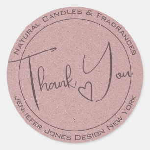 Sticker Rond Elegant Calligraphy Lilac Purple Thank You Labels