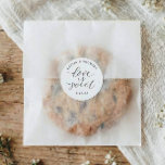 Sticker Rond Elegant Calligraphy Love is Sweet Wedding<br><div class="desc">Celebrate your special day with these elegant “Love is Sweet” wedding stickers, featuring a modern calligraphy script in classic black and white typography. Personalized with the couple’s names and wedding date, these stylish wedding favor stickers add a refined finishing touch to candy bags, dessert table treats, or small gifts. A...</div>