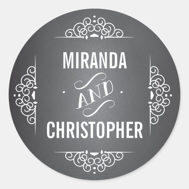 Sticker Rond Élégant Chalkboard Amour Personnalisé Favonalized  (Devant)