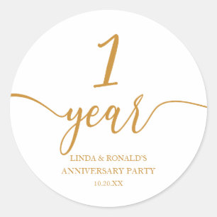 Sticker Rond Élégant Champagne 1er anniversaire de mariage