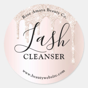 Sticker Rond Elégant Champagne Lash Shampooing Parties scintill