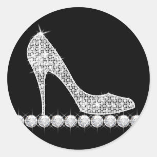 Sticker Rond Élégant Chaussure Diamond High Heel