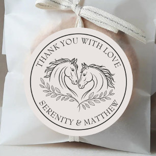 Sticker Rond Élégant cheval Mariage rustique Pays Merci