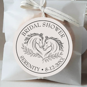 Sticker Rond Élégant cheval Mariage rustique Pays Merci