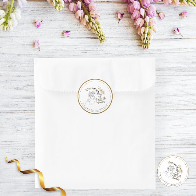 Sticker Rond Elégant Cheveux Rose Abstrait Fleurissant Avec Grâ (Créateur téléchargé)