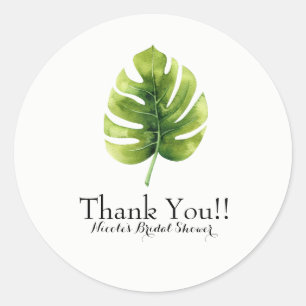 Sticker Rond Élégant Chic Feuille Tropicale Cadeau de Mariage d