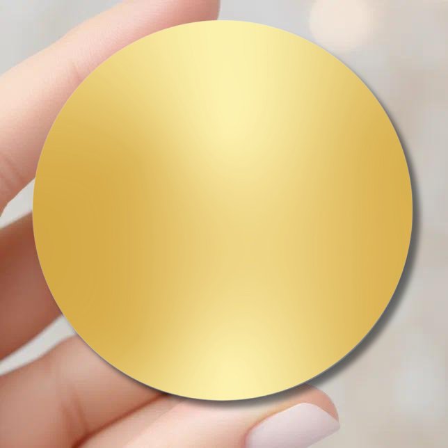 Sticker Rond Élégant Chic Glamor Faux Gold Blank Modèle (Créateur téléchargé)
