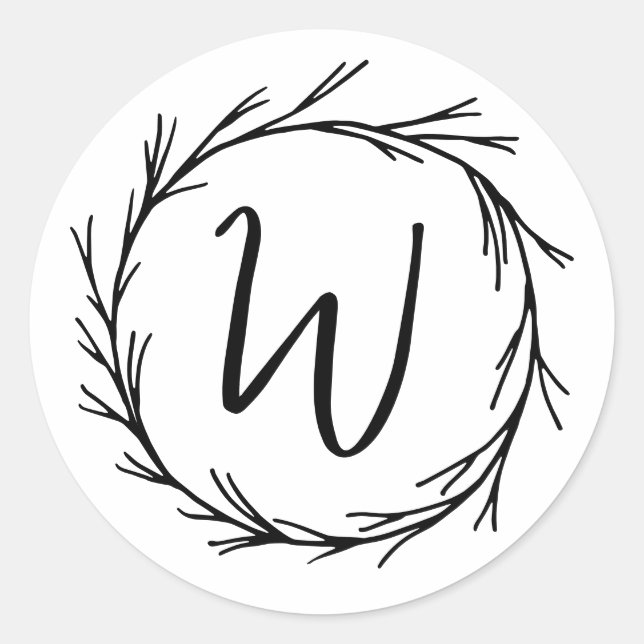 Sticker Rond Élégant Chic Moderne Simple Chic Monogramme (Devant)