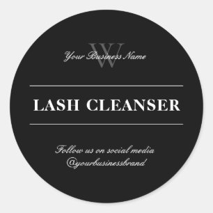 Sticker Rond Élégant Chic Noir Et Blanc Monogramme Lash Beauté